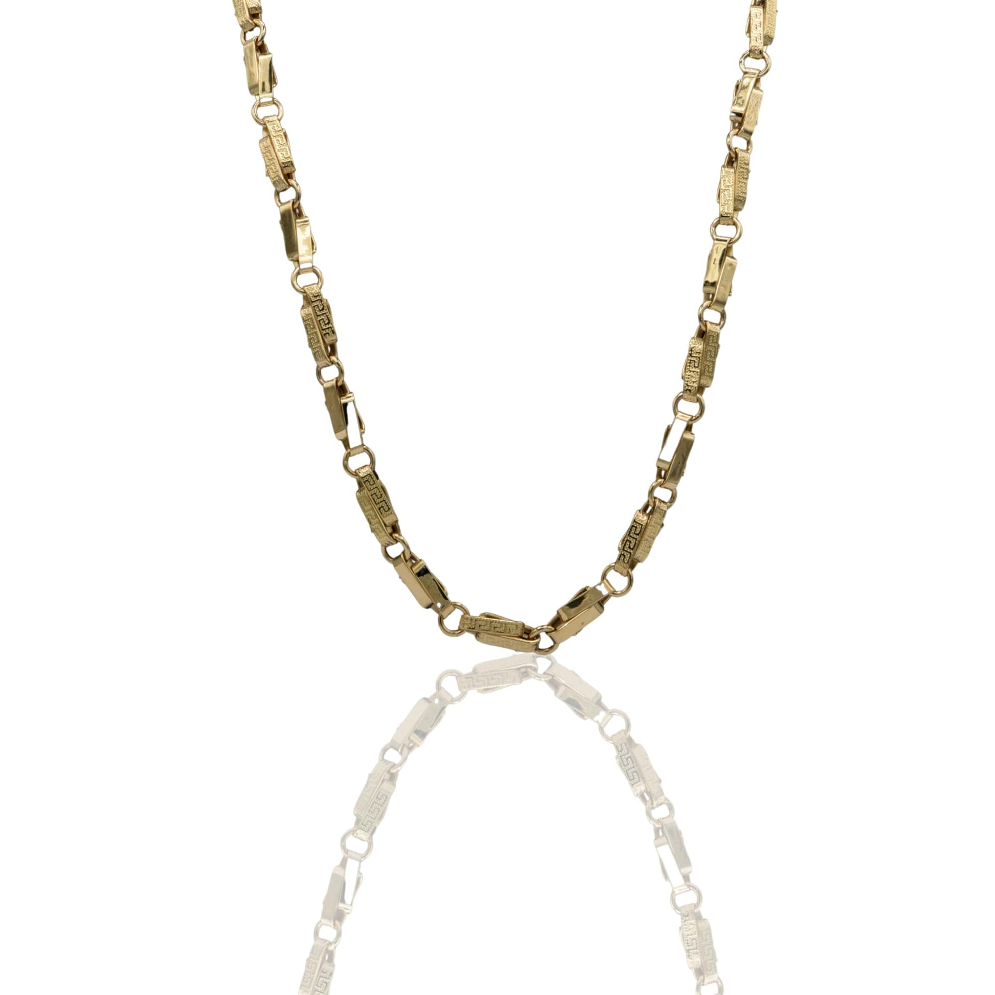 Collana Oro Giallo Oro 18 carati Girocollo maglie alternate e greca Solo Oro