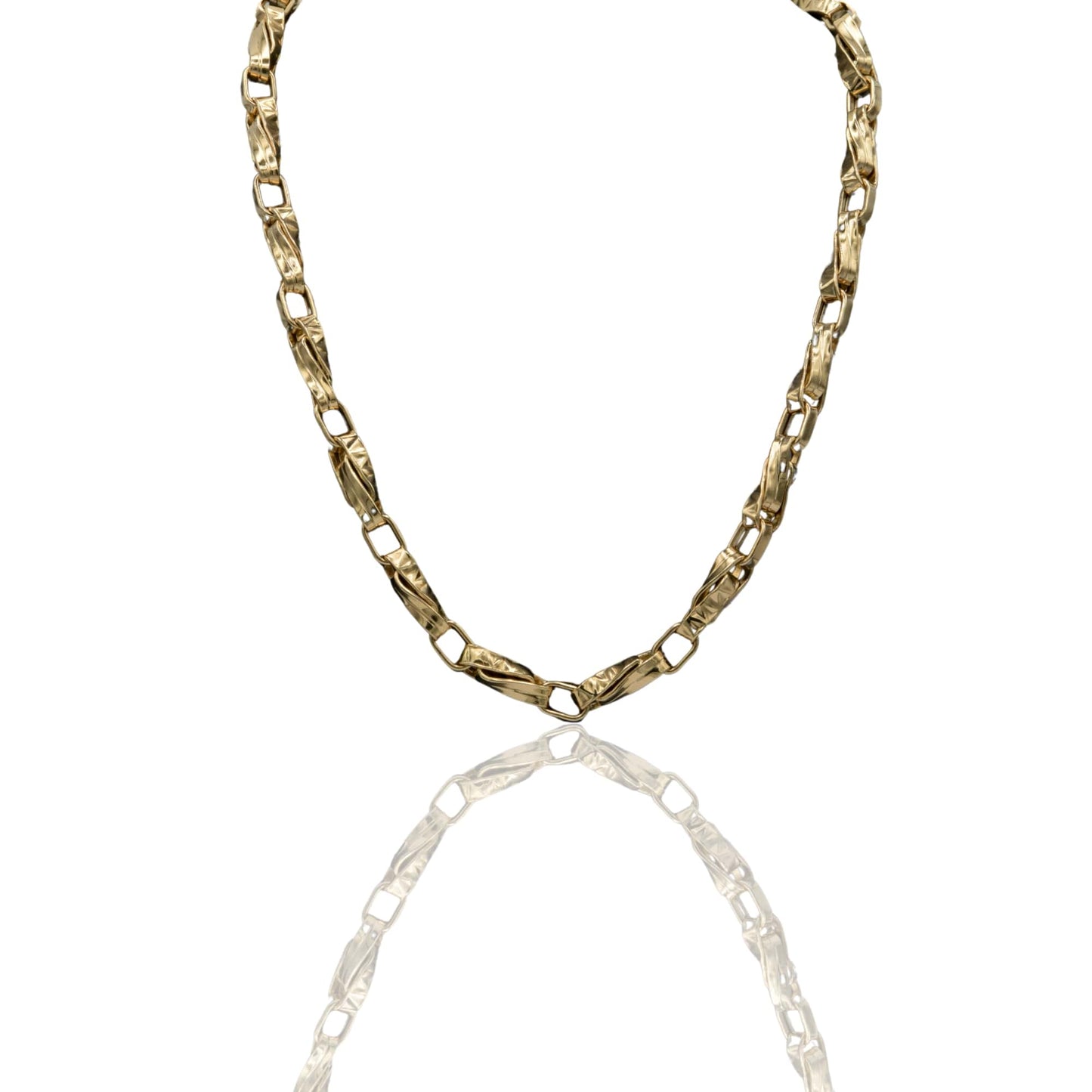 Collana Oro Giallo Oro 18 carati Girocollo Intrecciato Rigato Solo Oro