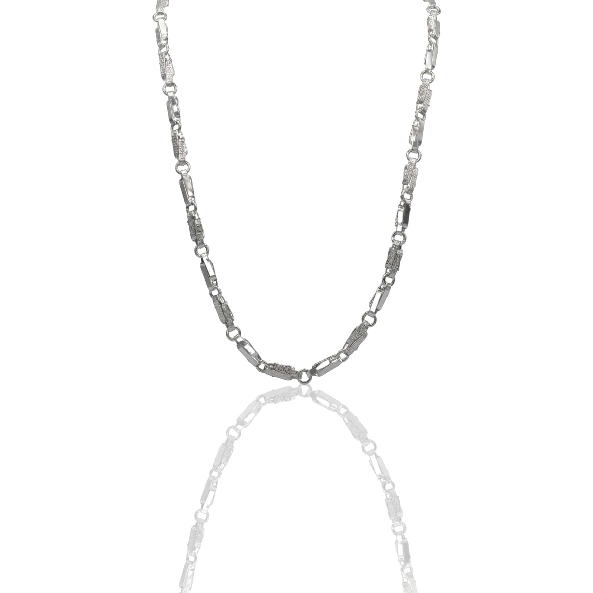 Collana Oro Bianco Oro 18 carati Girocollo catena schiacciata con greca Solo Oro