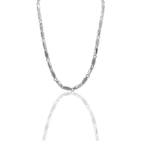 Collana Oro Bianco Oro 18 carati Girocollo catena schiacciata con greca Solo Oro