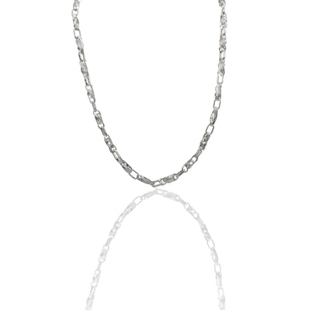 Collana Oro Bianco Oro 18 carati Girocollo catena intrecciata con greca Solo Oro