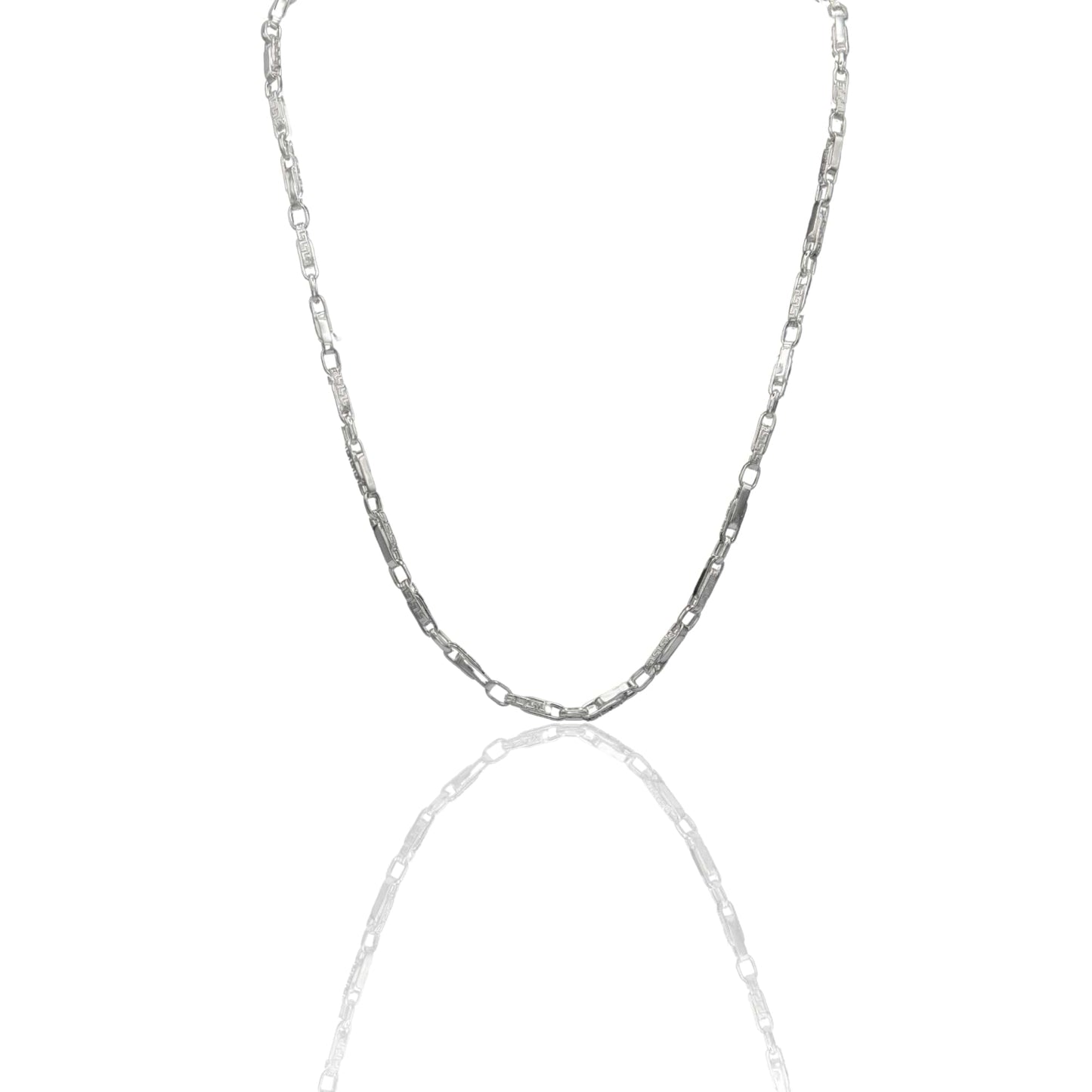 Collana Oro Bianco Oro 18 carati Girocollo catena intrecciata con greca Solo Oro