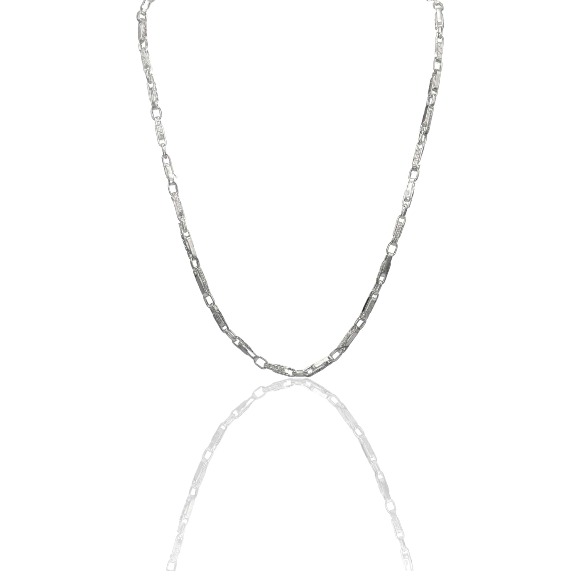 Collana Oro Bianco Oro 18 carati Girocollo catena intrecciata con greca Solo Oro
