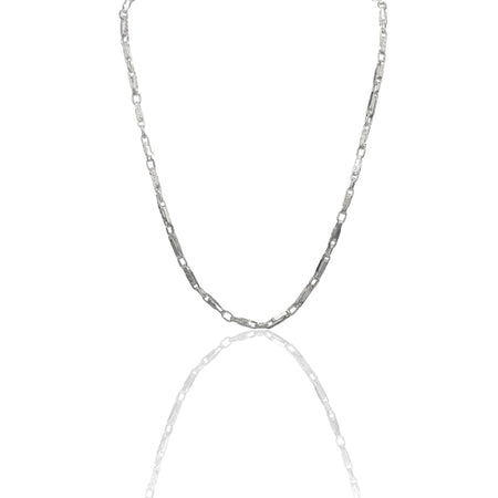 Collana Oro Bianco Oro 18 carati Girocollo catena intrecciata con greca Solo Oro