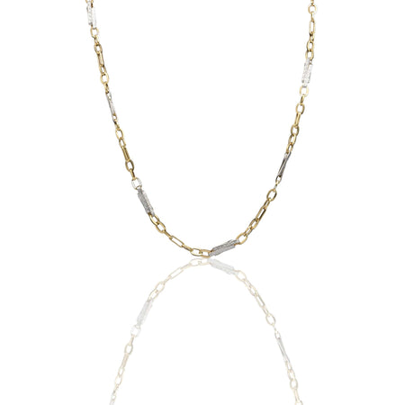 Collana Oro Giallo Oro Bianco Oro 18 carati Girocollo catena con anelletti e greca Solo Oro