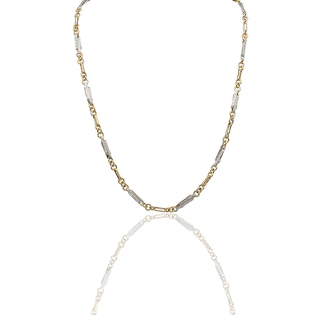 Collana Oro Giallo Oro Bianco Oro 18 carati Girocollo catena con anelletti e greca Solo Oro