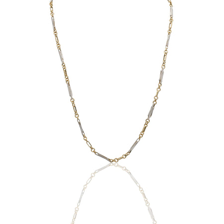 Collana Oro Giallo Oro Bianco Oro 18 carati  Girocollo catena alternata  Solo Oro