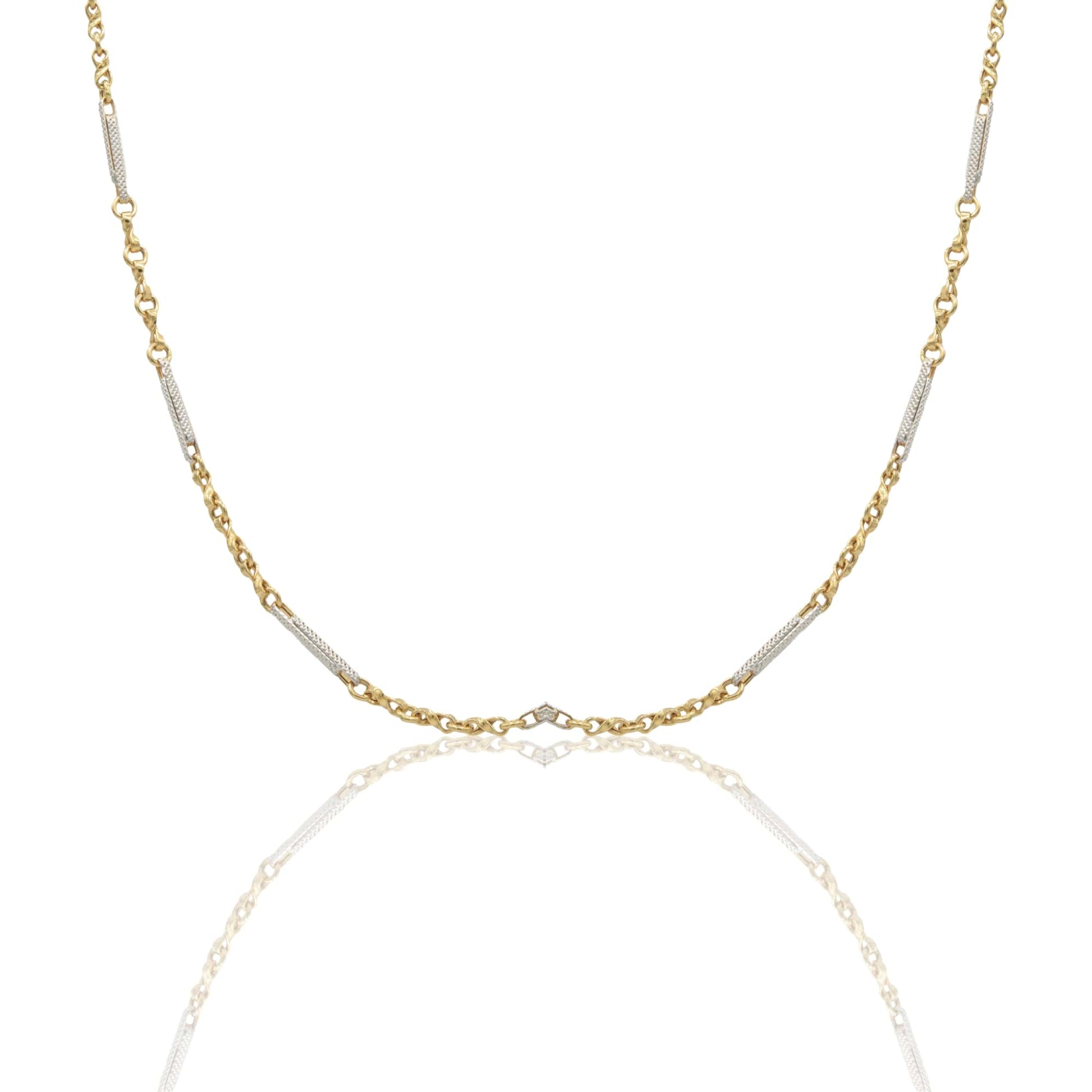 Collana Oro Giallo Oro Bianco Oro 18 carati  Girocollo catena alternata  Solo Oro