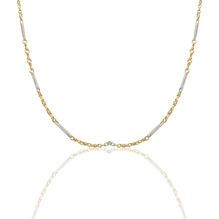 Collana Oro Giallo Oro Bianco Oro 18 carati  Girocollo catena alternata  Solo Oro