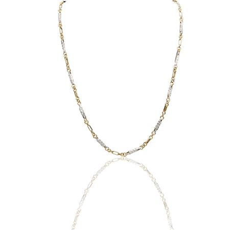 Collana Oro Giallo Oro Bianco Oro 18 carati  Girocollo catena alternata  Solo Oro