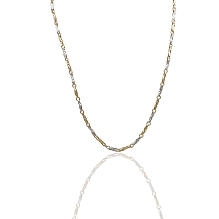 Collana Oro Giallo Oro Bianco Oro 18 carati  Girocollo catena alternata  Solo Oro