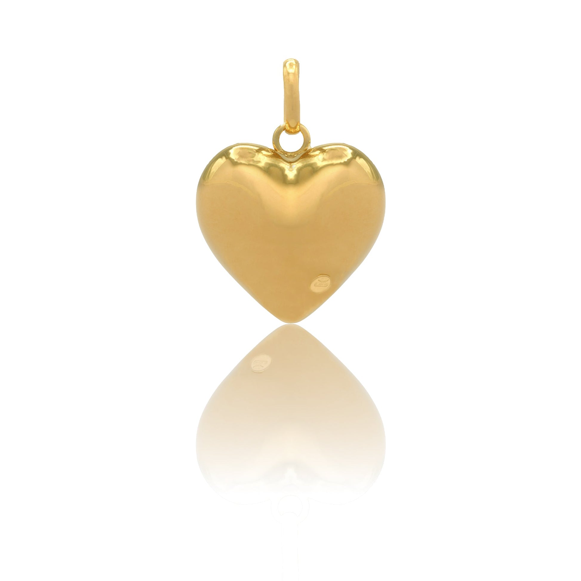 Ciondolo Oro Giallo Oro 18 carati Cuore elettroformato Solo Oro MIS.2 lunghezza cm. 3,5 larghezza cm.2,5 spessore 13,3 mm