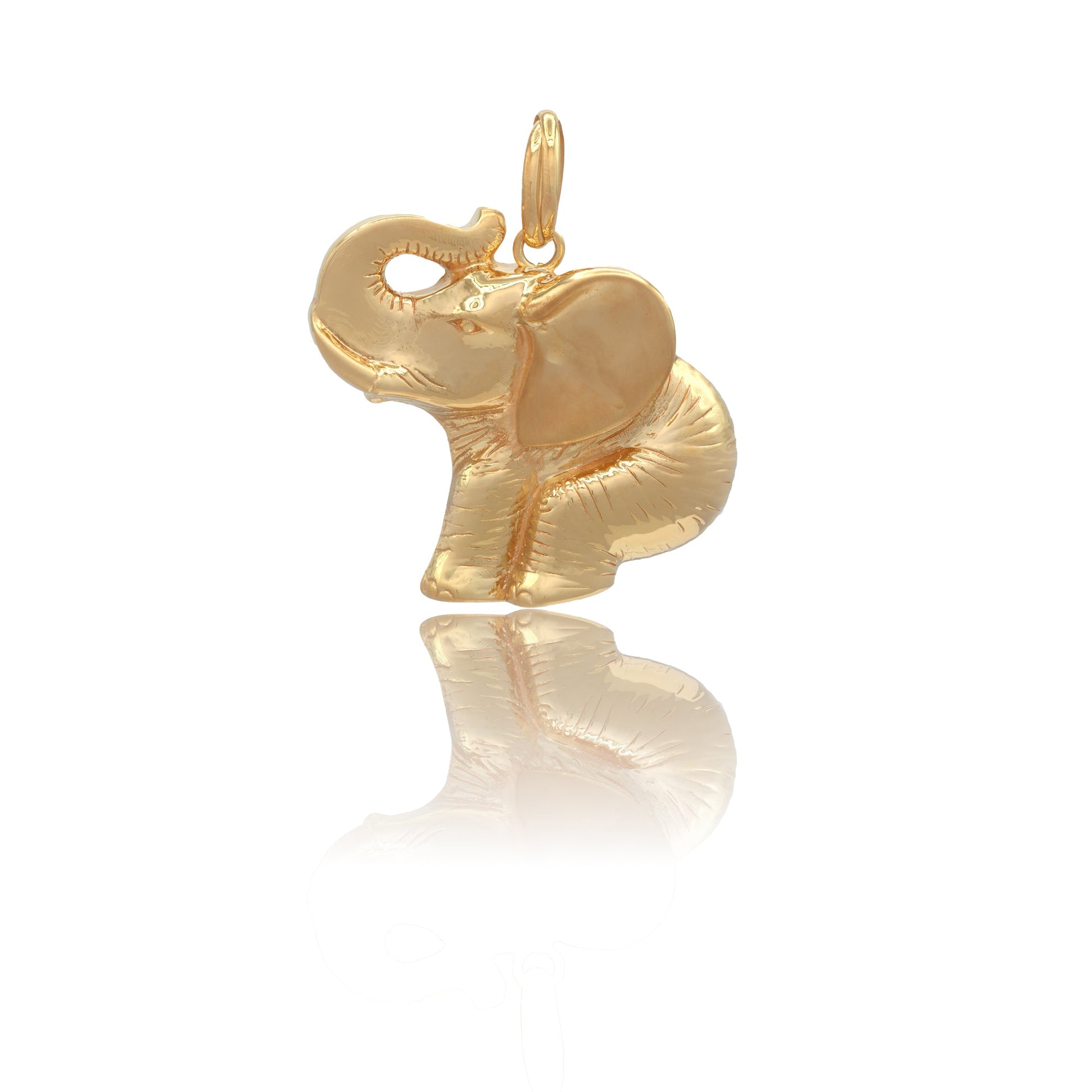 Ciondolo Oro Giallo Oro 18 carati Elefante elettroformato Solo Oro MIS.2 lunghezza cm. 5 larghezza cm. 5 spessore 7,3 mm