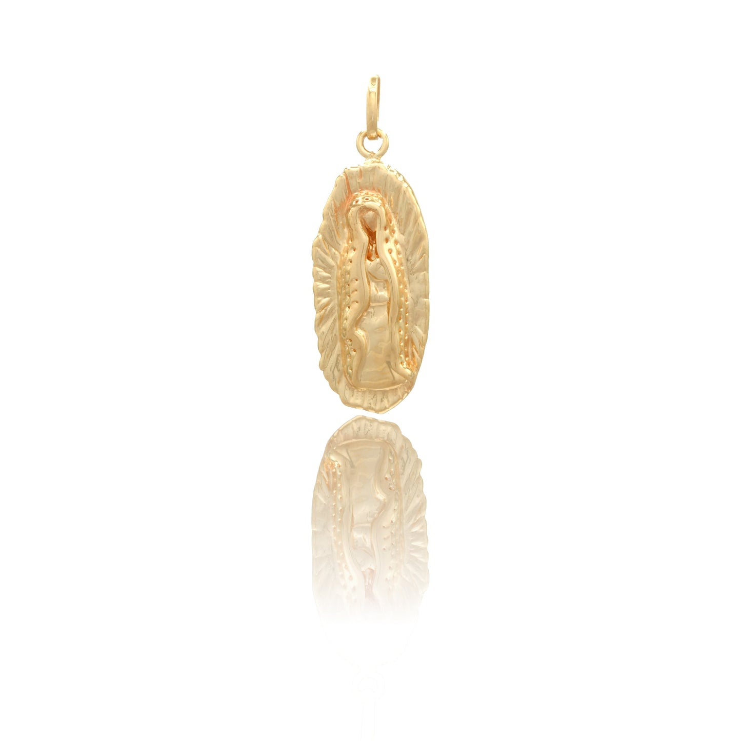 Ciondolo Oro Giallo Oro 18 carati Madonna Guadalupe Elettroformata Solo Oro MIS.1 lunghezza cm. 3,5 larghezza cm. 1,3 spessore 4,3 mm