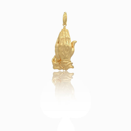 Ciondolo Oro Giallo Oro 18 carati Mani in preghiera elettroformate Solo Oro lunghezza cm. 8 larghezza cm. 2,5 spessore 14,4 mm