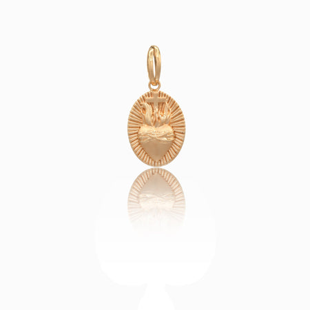 Ciondolo Oro Giallo Oro 18 carati Cuore Sacro Elettroformato Solo Oro lunghezza cm. 4,7 larghezza cm. 2,4 spessore 5,6 mm