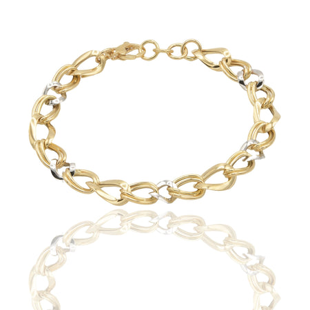 Bracciale Oro Giallo Oro Bianco Oro 18 carati MAGLIA MORBIDA Solo Oro