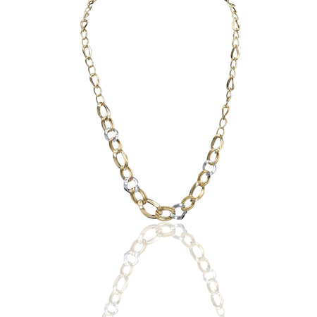 Collana Oro Giallo Oro Bianco Oro 18 carati Girocollo maglie a scalare Solo Oro
