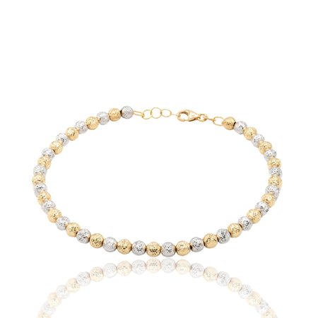 Bracciale Oro Giallo Oro Bianco Oro 18 carati Milleluci Solo Oro Sfera 4 mm
