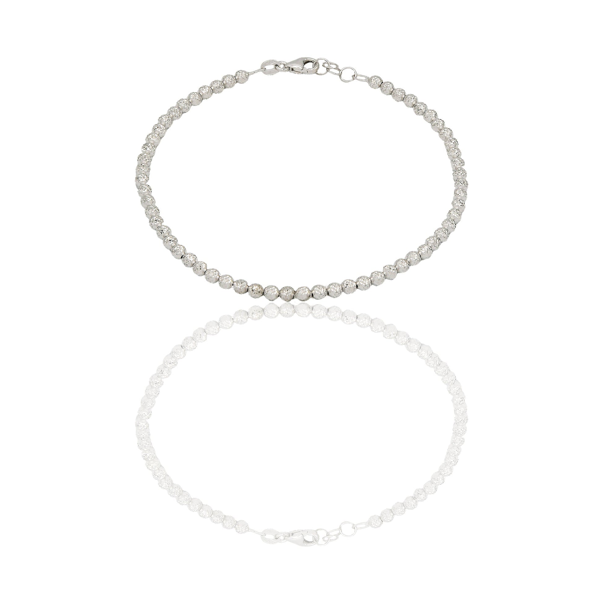 Bracciale Oro Bianco Oro 18 carati Milleluci Solo Oro Lunghezza cm. 19 sfera mm. 3