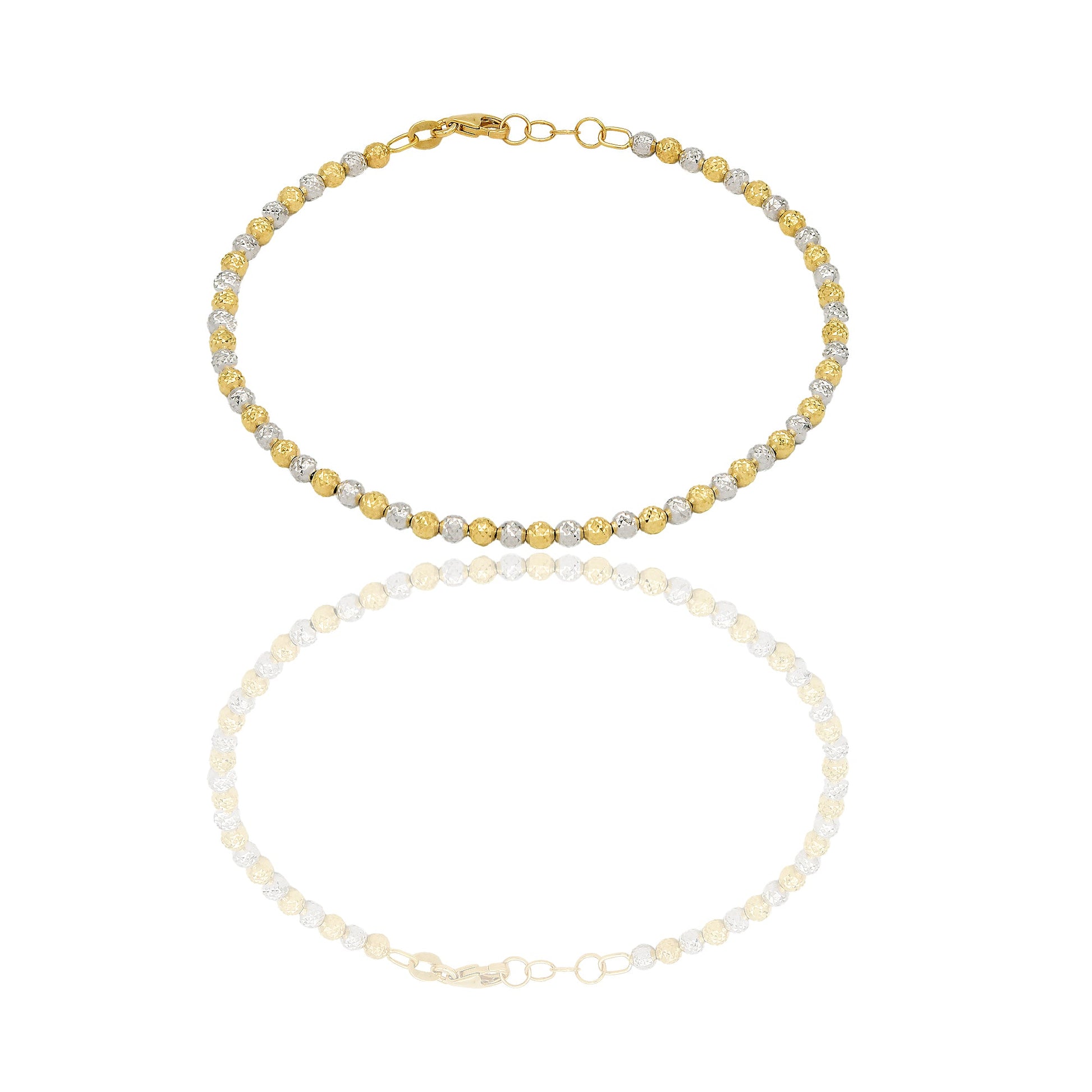 Bracciale Oro Giallo Oro Bianco Oro 18 carati Milleluci Solo Oro Lunghezza cm. 19 sfera mm. 3