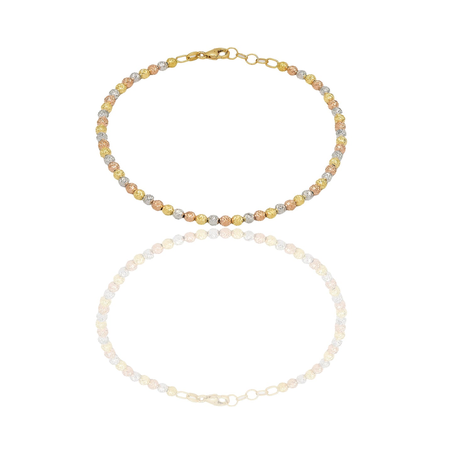 Bracciale Oro Giallo Oro Bianco, Oro Rosa Oro 18 carati Milleluci Solo Oro Lunghezza cm. 19 sfera mm. 3