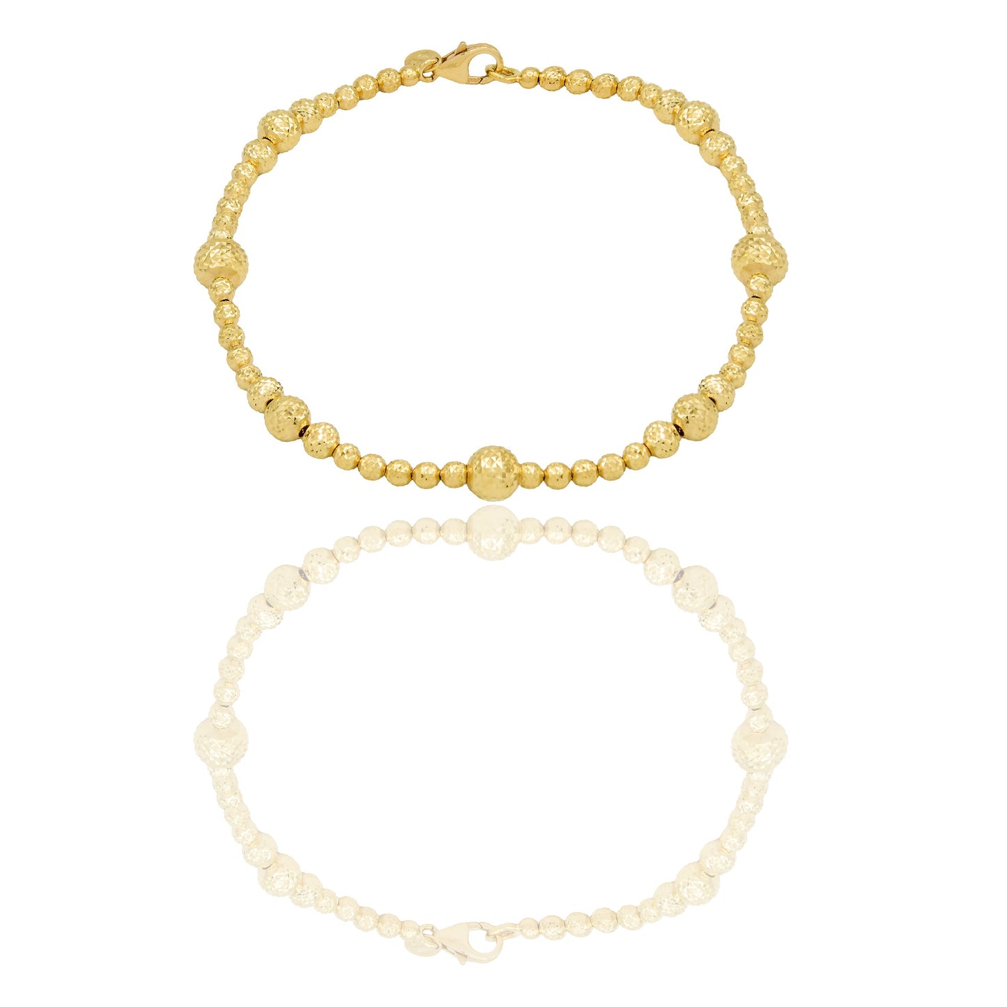 Bracciale Oro Giallo Oro 18 carati Milleluci Sfere alternate Solo Oro Lunghezza cm. 19 sfera mm. 3/4/5/6