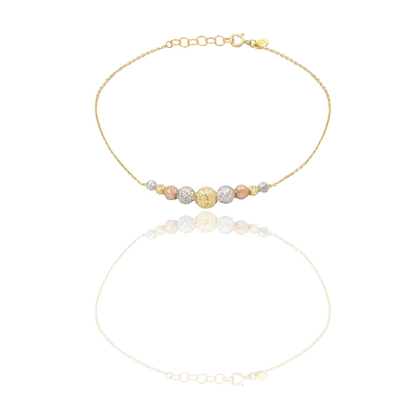 Bracciale Oro Giallo Oro Bianco, Oro Rosa Oro 18 carati Milleluci Sfere a scalare Solo Oro Lunghezza cm. 19 sfera mm. 3/4/5/6