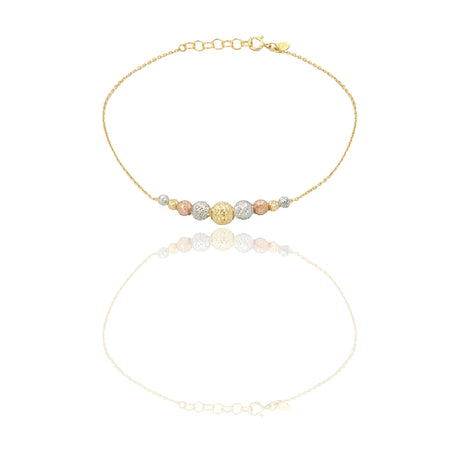 Bracciale Oro Giallo Oro Bianco, Oro Rosa Oro 18 carati Milleluci Sfere a scalare Solo Oro Lunghezza cm. 19 sfera mm. 3/4/5/6