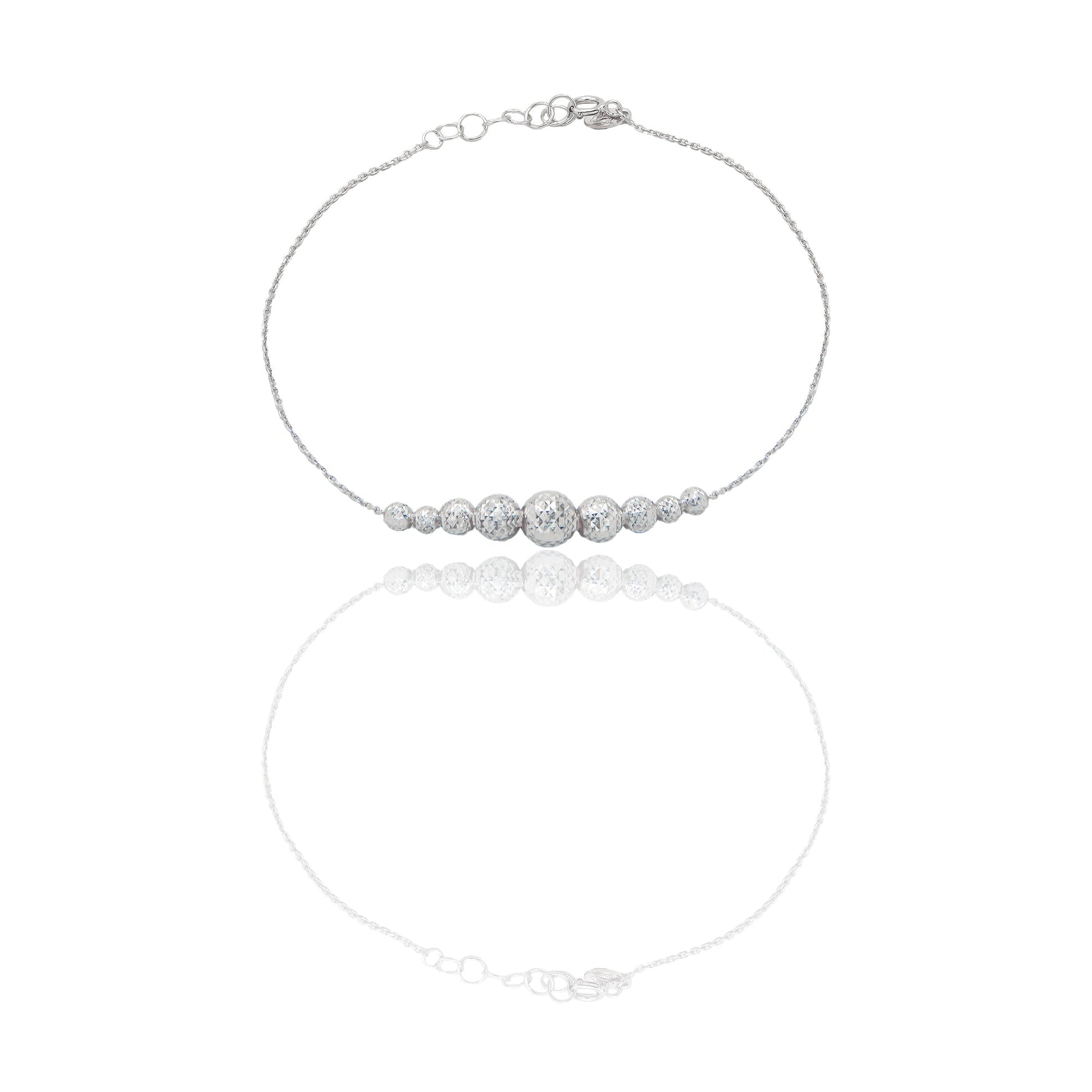 Bracciale Oro Bianco Oro 18 carati Milleluci Sfere a scalare Solo Oro Lunghezza cm. 19 sfera mm. 3/4/5/6
