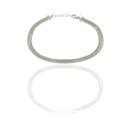 Bracciale Oro Bianco Oro 18 carati 3 Fili Sfera Slash Solo Oro Lunghezza cm. 19 sfera mm. 1,40