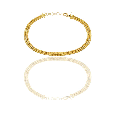 Bracciale Oro Giallo Oro 18 carati 3 Fili Sfera Slash Solo Oro Lunghezza cm. 19 sfera mm. 1,40