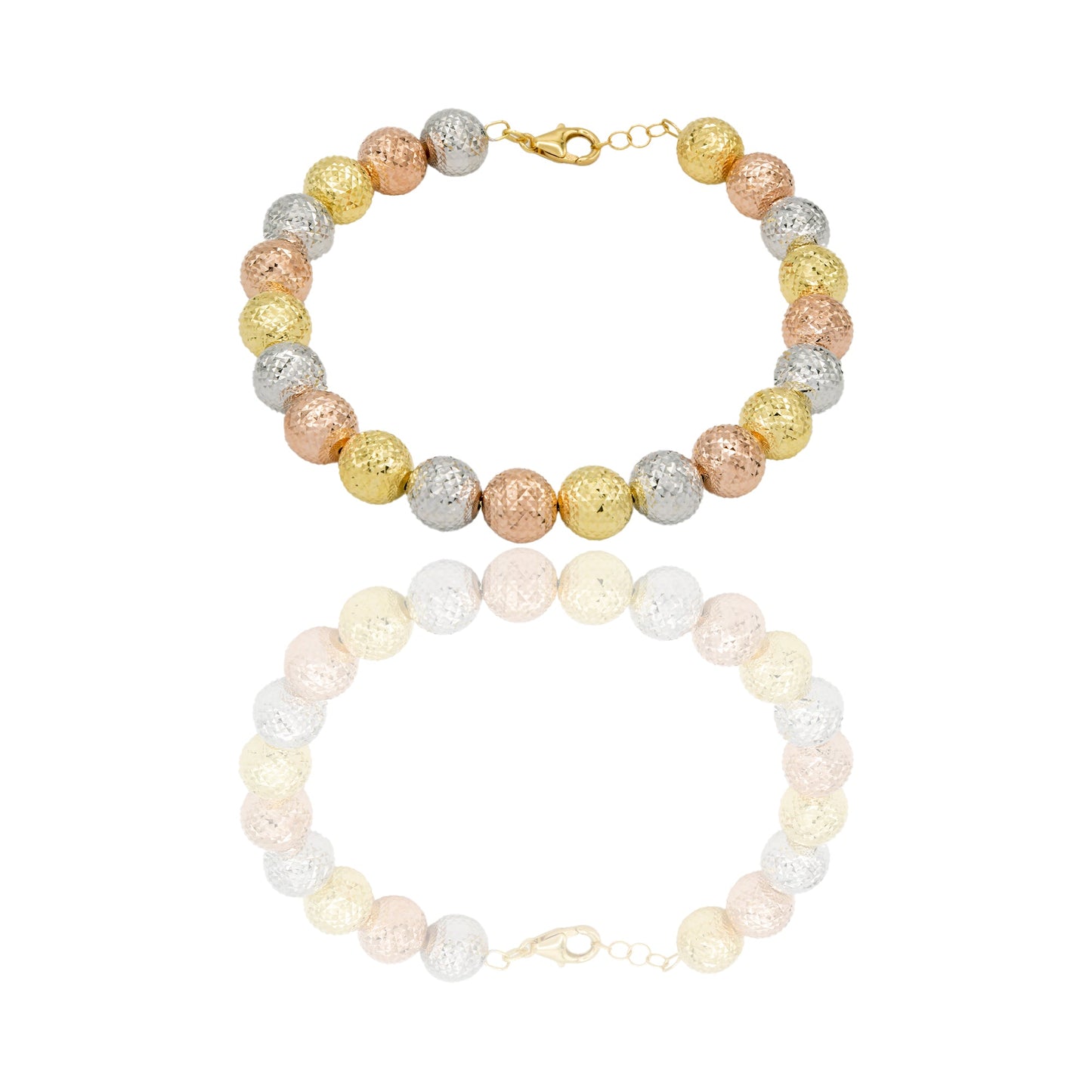 Bracciale Oro Giallo Oro Bianco, Oro Rosa Oro 18 carati Milleluci Solo Oro Lunghezza cm.23 sfera mm. 10