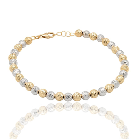 Bracciale Oro Giallo Oro Bianco Oro 18 carati Milleluci Solo Oro Sfera 5 mm