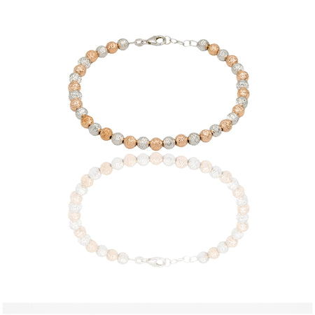 Bracciale Oro Bianco, Oro Rosa Oro 18 carati Milleluci Solo Oro Lunghezza cm.19 sfera mm. 5