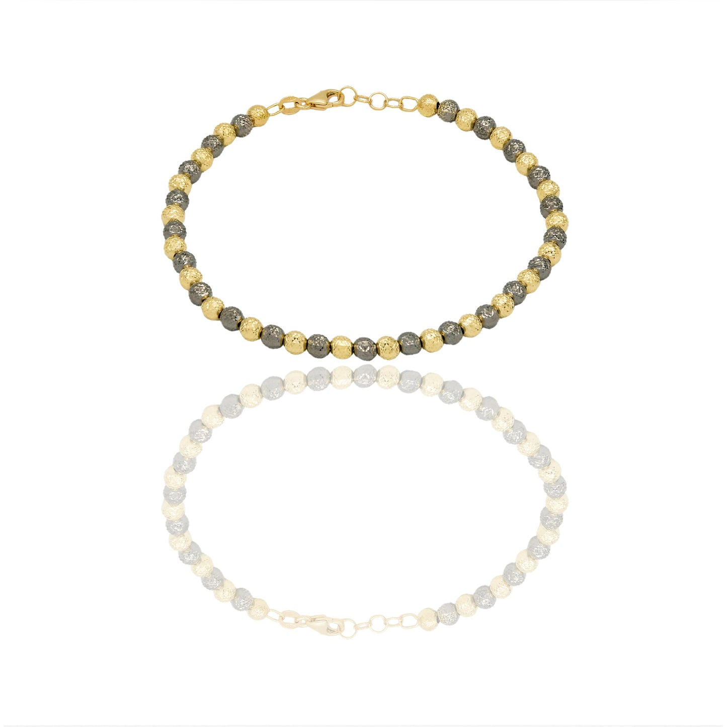 Bracciale Oro Nero, Oro Giallo Oro 18 carati Milleluci Solo Oro Lunghezza cm.19 sfera mm. 4