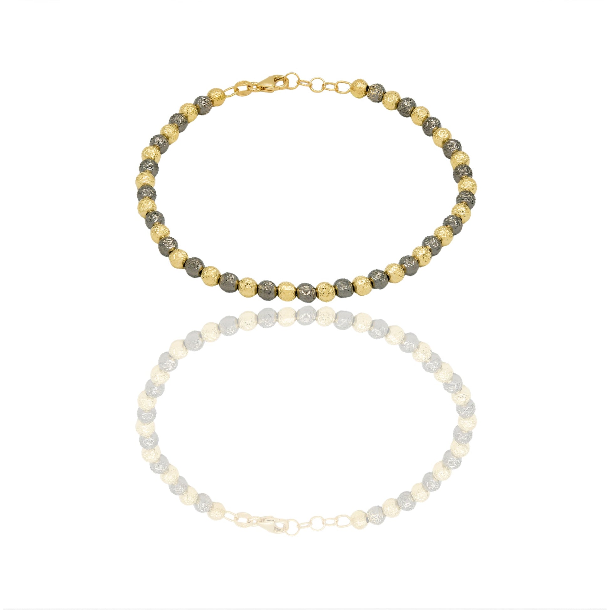 Bracciale Oro Nero, Oro Giallo Oro 18 carati Milleluci Solo Oro Lunghezza cm.19 sfera mm. 4