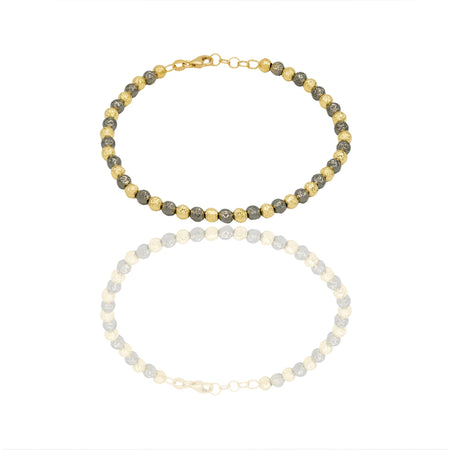 Bracciale Oro Nero, Oro Giallo Oro 18 carati Milleluci Solo Oro Lunghezza cm.19 sfera mm. 4