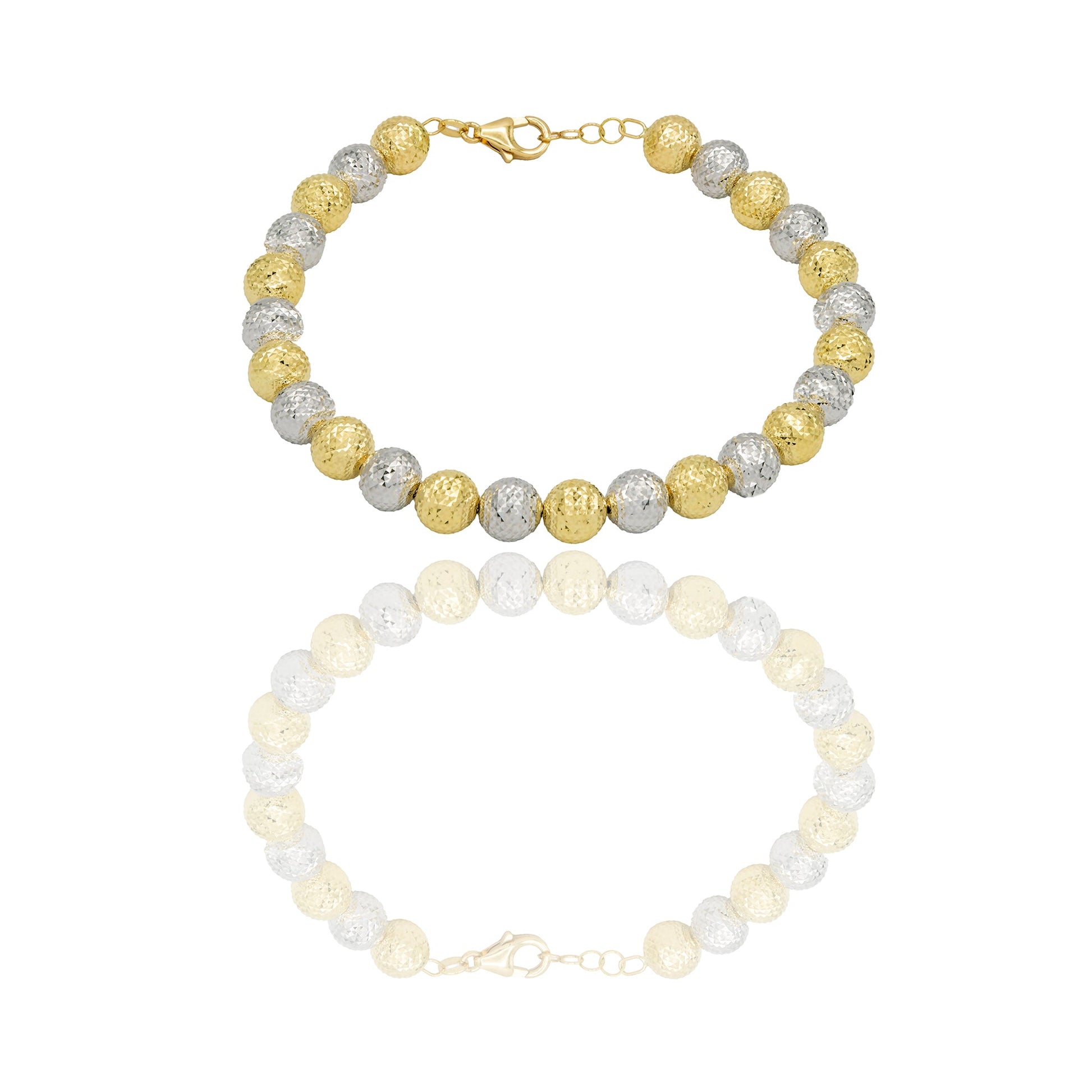 Bracciale Oro Giallo Oro Bianco Oro 18 carati Milleluci Solo Oro Lunghezza cm.21 sfera mm. 8