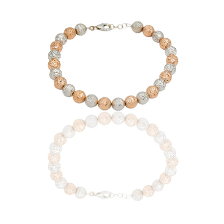 Bracciale Oro Bianco, Oro Rosa Oro 18 carati Milleluci Solo Oro Lunghezza cm.21 sfera mm. 8