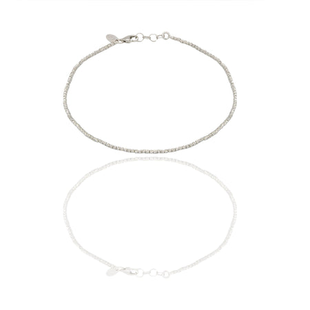 Bracciale Oro Bianco Oro 18 carati Microsfera Slash Solo Oro Lunchezza cm.19,5 sfera mm. 1,5