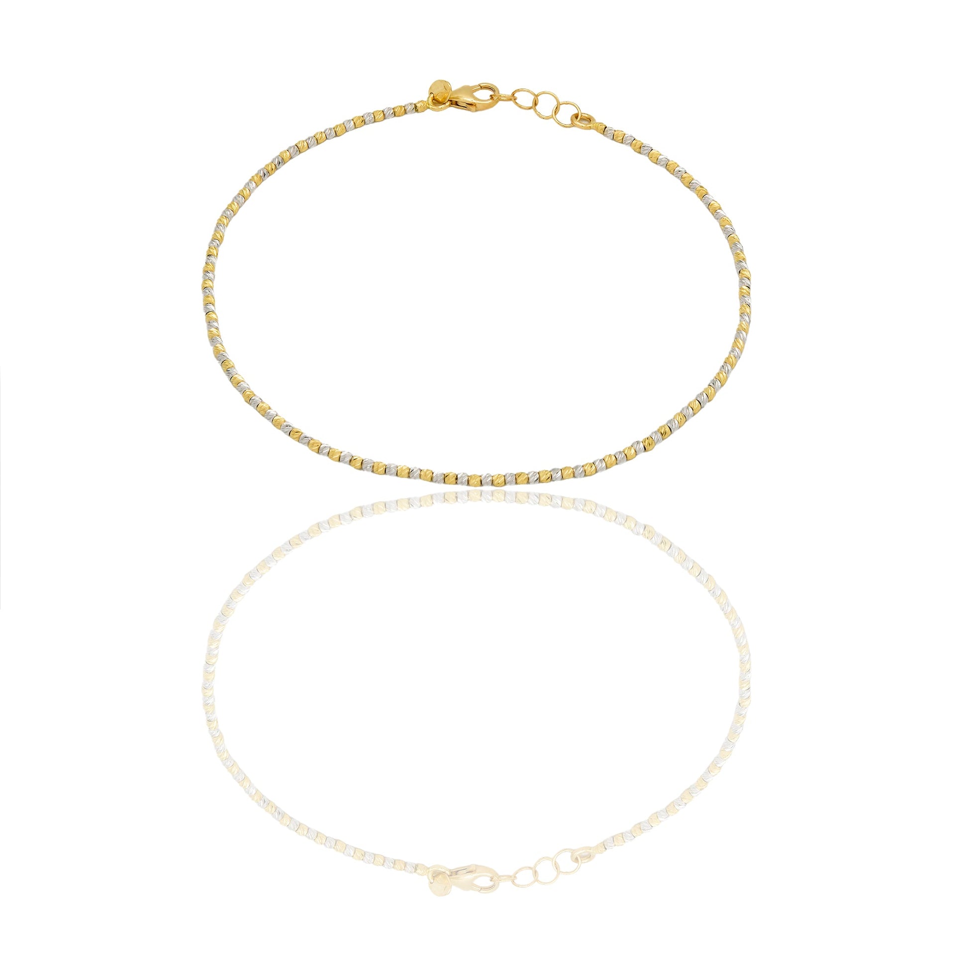 Bracciale Oro Giallo Oro Bianco Oro 18 carati Microsfera Slash Solo Oro Lunchezza cm.19,5 sfera mm. 1,5