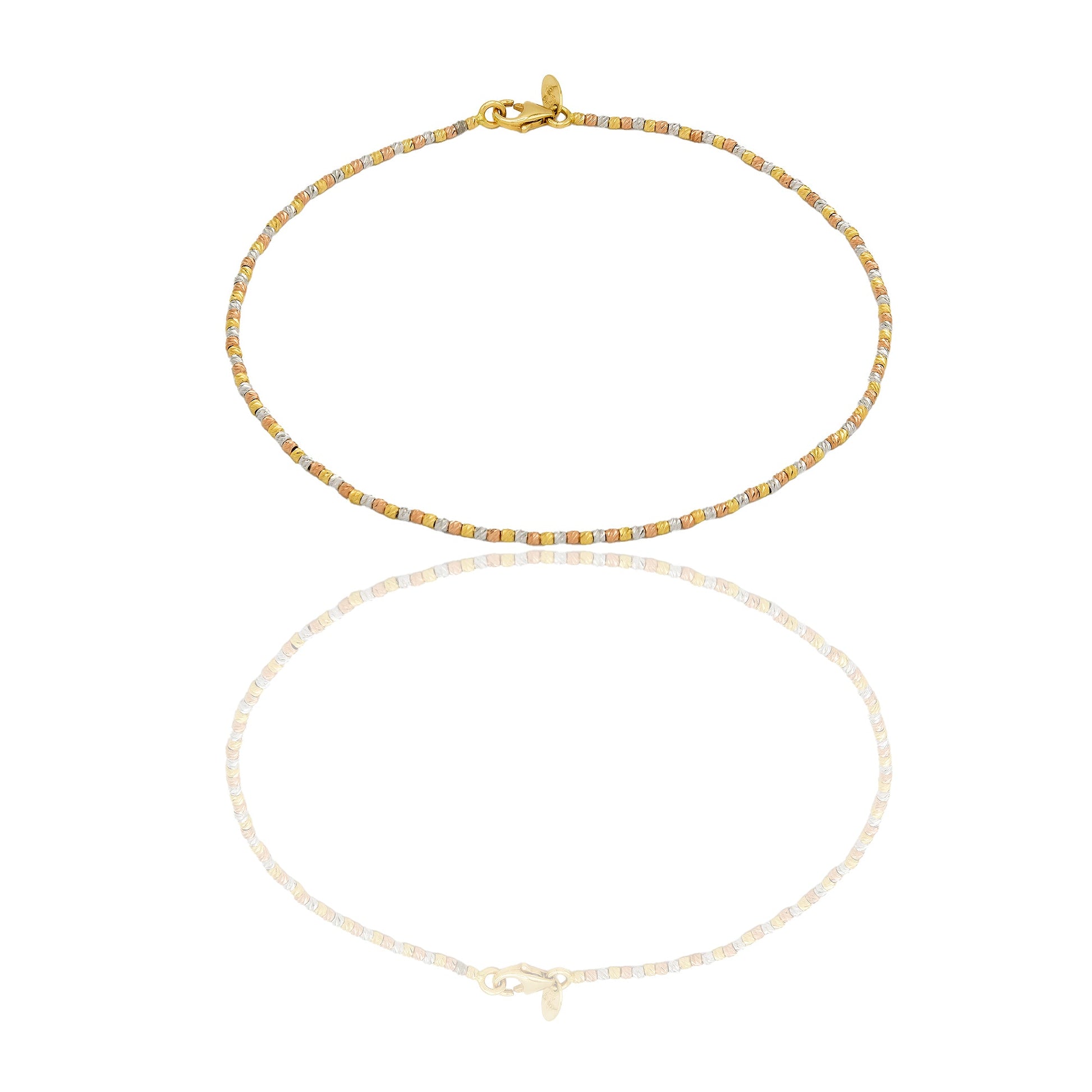 Bracciale Oro Giallo Oro Bianco, Oro Rosa Oro 18 carati Microsfera Slash Solo Oro Lunchezza cm.19,5 sfera mm. 1,5