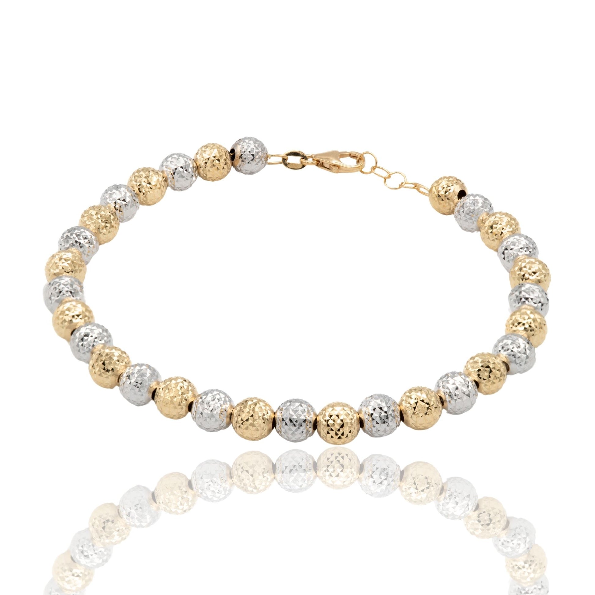 Bracciale Oro Giallo Oro Bianco Oro 18 carati Milleluci Solo Oro Sfera 6 mm
