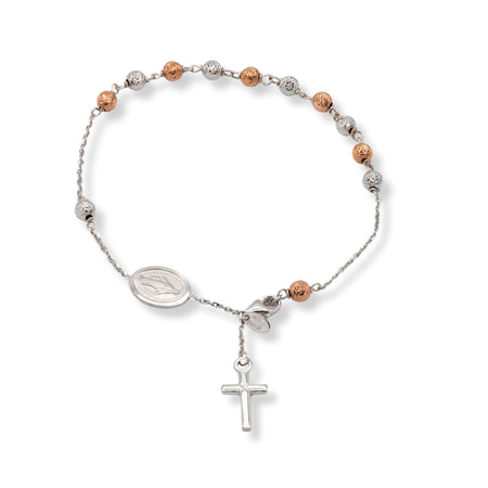 Bracciale Oro Rosa, Oro Bianco Oro 18 carati Rosario Sfere Milleluci Solo Oro Sfera 4 mm