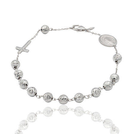 Bracciale Oro Bianco Oro 18 carati Rosario Sfere Milleluci Solo Oro Sfera 5 mm