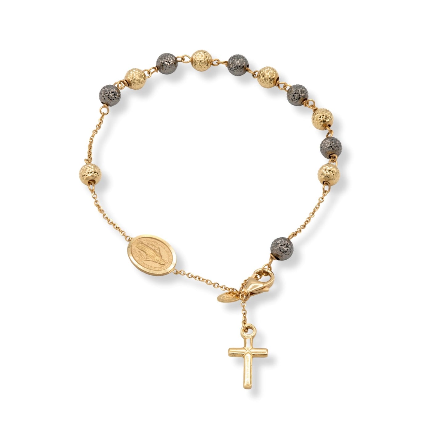 Bracciale Oro Giallo, Oro Brunito Oro 18 carati Rosario Sfere Milleluci Solo Oro Sfera 5 mm