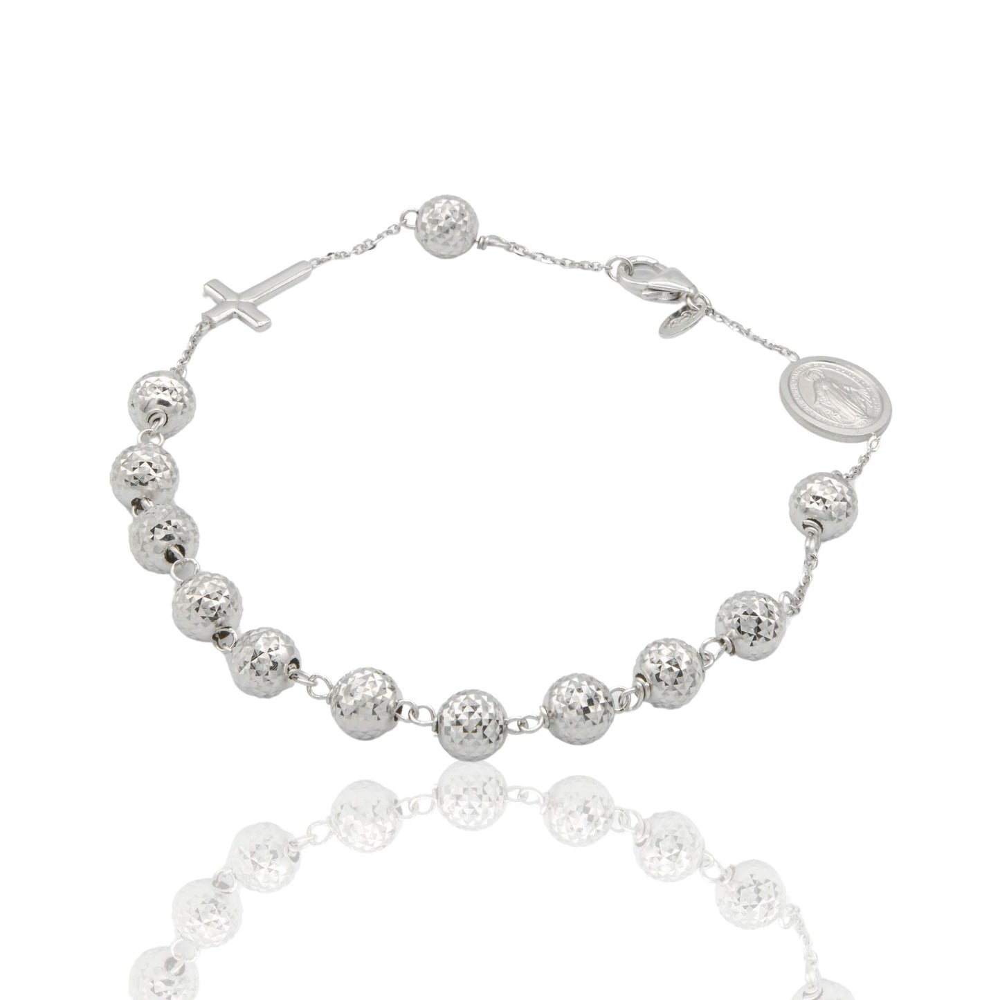 Bracciale Oro Bianco Oro 18 carati Rosario Sfere Milleluci Solo Oro Sfera 6 mm