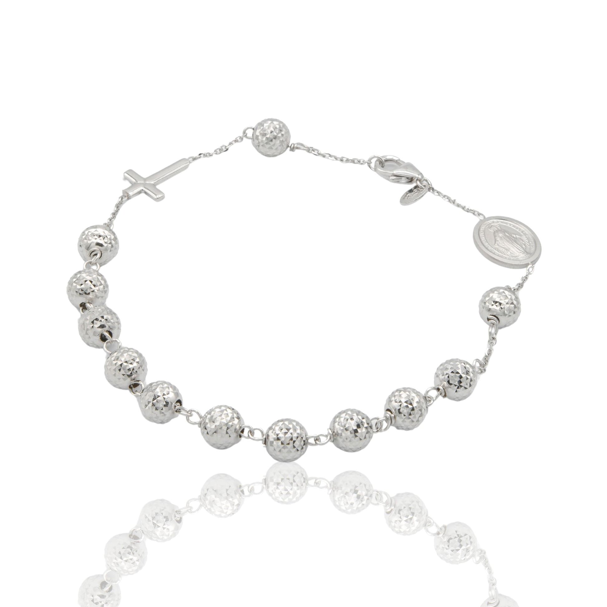 Bracciale Oro Bianco Oro 18 carati Rosario Sfere Milleluci Solo Oro Sfera 6 mm