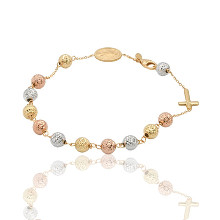 Bracciale Oro Bianco, Oro Giallo, Oro Rosa Oro 18 carati Rosario Sfere Milleluci Solo Oro Sfera 6 mm